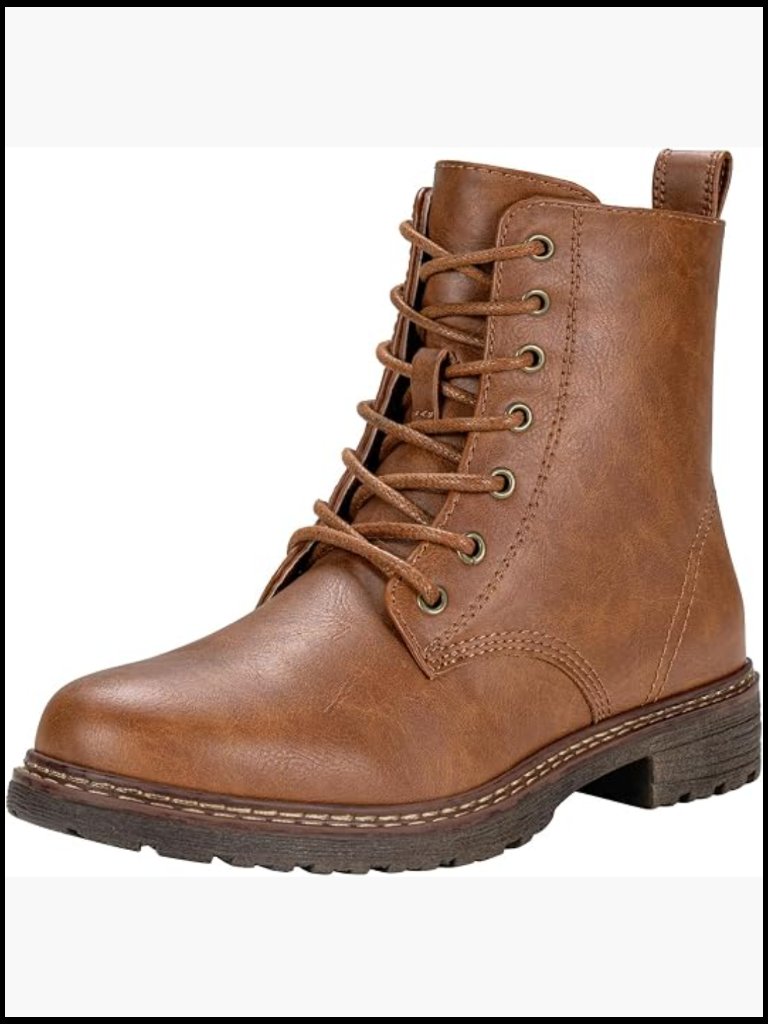 Combat Ankle Boots Lace Up Classic Short Low Heel Zipper Booties